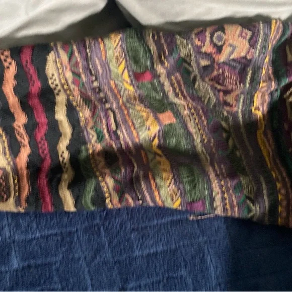 Coogi sweater / jacket size L 100%polyester cotton suede multicolored UNISEX